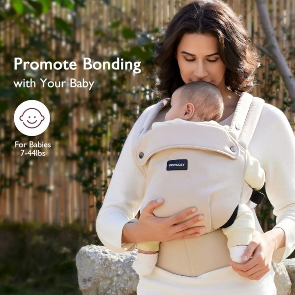 Momcozy Baby Carrier – Ergonomic, Cozy and Lightweight Carrier for 7-44lbs, Effortless to Put On, Ideal for Hands-Free Parenting, Enhanced Lumbar Support, Purehug for Infant to Toddler, Khaki