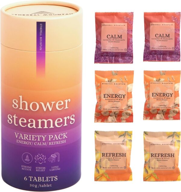 Shower Steamers - Assorted Aromatherapy 6 Pack - Gift for Her, Mothers Day Gifts, Birthday Gifts for Mom, Home Warming, Gift Ideas
