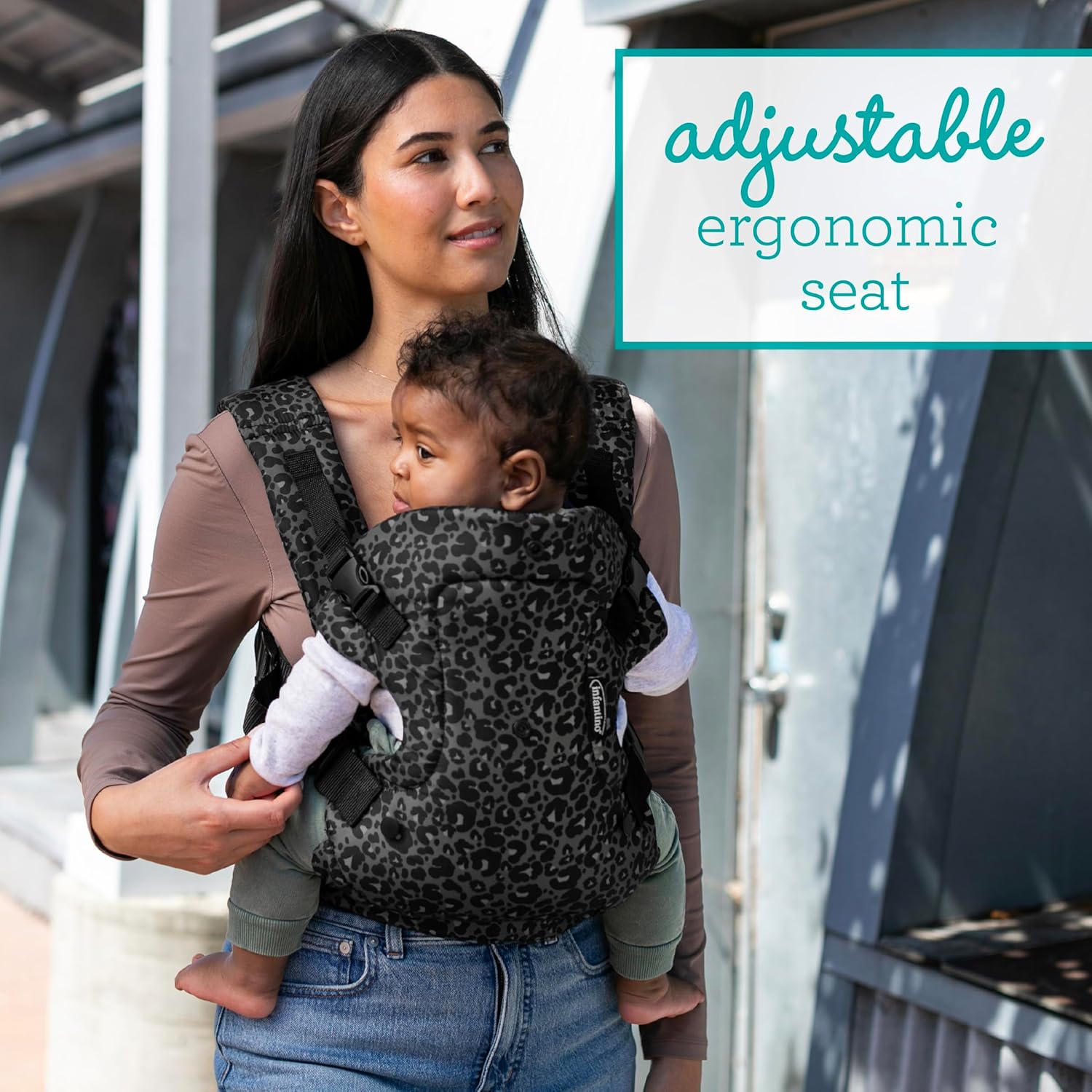 Infantino Flip Advanced 4-in-1 Baby Carrier - Ergonomic, Convertible, Face-in and Face-Out Front and Back Baby Carrier for Newborn to Toddler 8-32 lbs, Black & Gray Leopard - Image 6