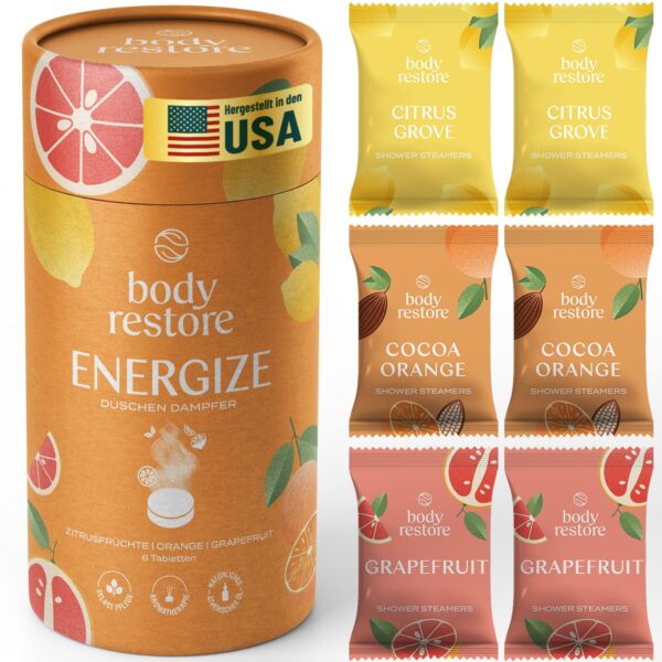 Body Restore Shower Steamers Aromatherapy 6 Pack - Mothers Day Gifts for Mom, Grandma, Birthday Gift for Dad, Daughter, Best Friend, Travel Essentials, Stress Relief, Self Care - Citrus