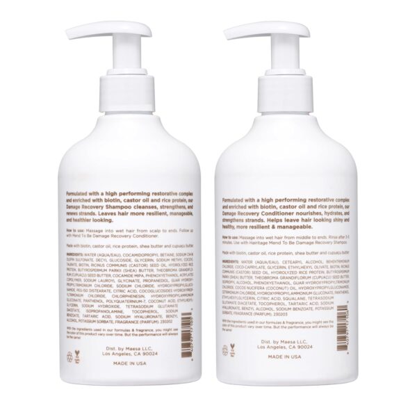 Hairitage Biotin Damage Repair Shampoo and Conditioner Set – Thickening + Volumizing – Biotin Castor Oil + Rice Protein – Sulfate Free + Color Safe – Deep Conditioning Treatment Dry Damaged Curly Hair