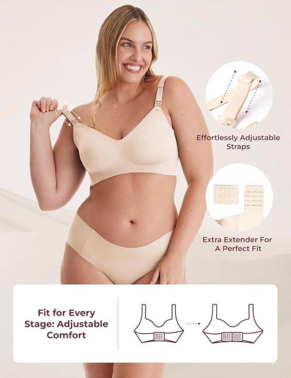 Momcozy Nursing Bras for Breastfeeding, YN21 Seamless Ultra Comfort Maternity Bra, Natural Shape, Pregnancy Sleep Bralette, Color: Cream