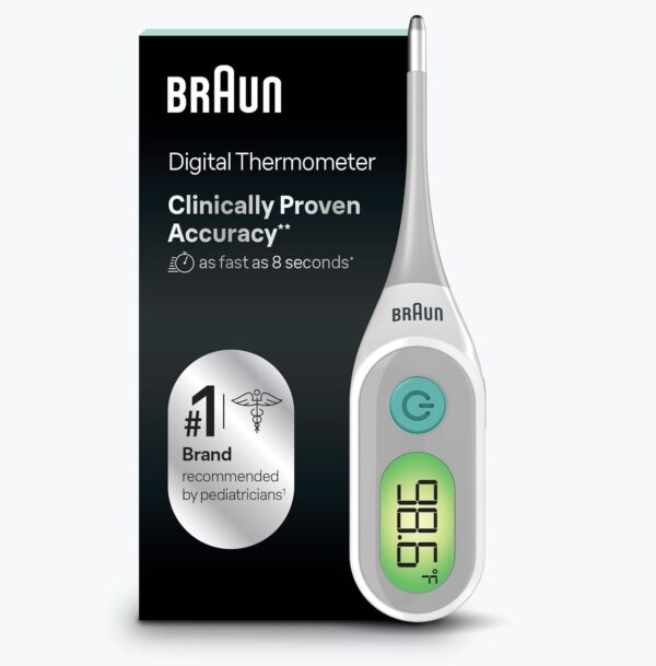 Braun Digital Thermometer, Clinically Accurate, Color Coded Fever Guidance for Baby, Toddlers, Kids & Adults, Oral, Rectal or Underarm use, No 1 Brand Recommended by Pediatricians, FSA & HSA Eligible