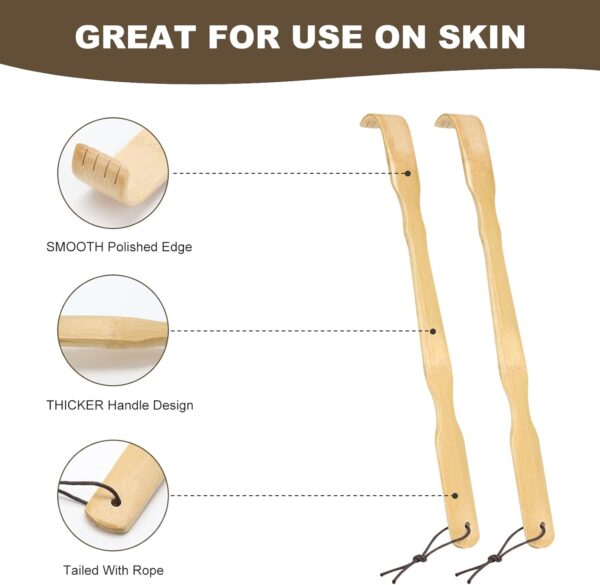 2 Pack Wooden Bamboo Back Scratcher, 17 Inch Long Handle Back Scratchers for Adults Men Women, with Beautiful Gift Packaging