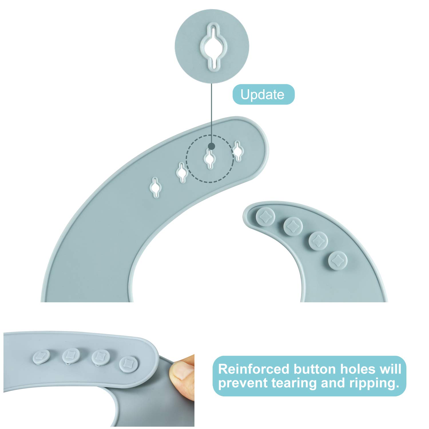 PandaEar Set of 3 Silicone Baby Bibs Waterproof, Soft, Unisex, 10-72 Months (Brown/Blue/Green) - Image 5