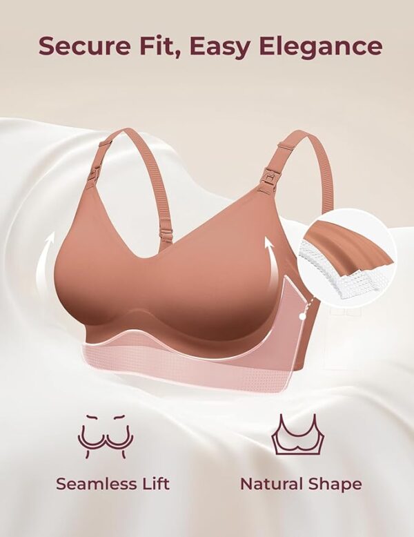 Momcozy Nursing Bras for Breastfeeding, YN21 Seamless Ultra Comfort Maternity Bra, Natural Shape, Pregnancy Sleep Bralette, Color: Shallow Brown