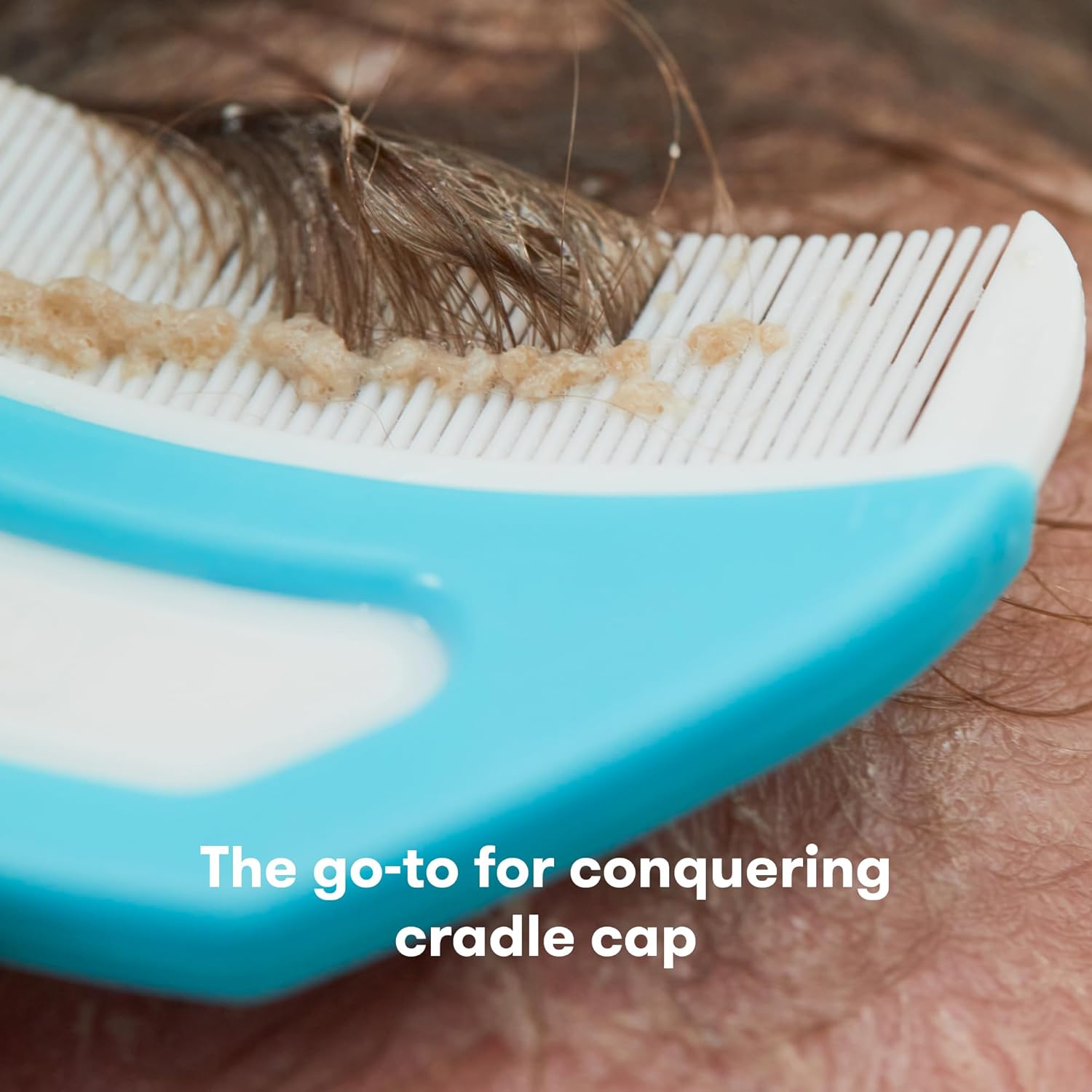 Frida Baby The 3-Step Cradle Cap System, DermaFrida The FlakeFixer, Sponge, Brush, Comb and Storage Stand for Babies with Cradle Cap, White-Blue - Image 2