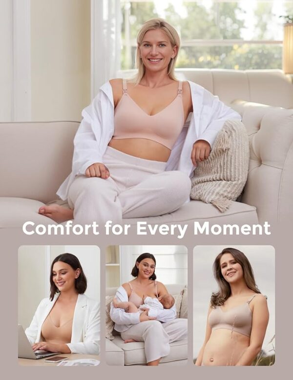 Momcozy Nursing Bras for Breastfeeding, YN21 Seamless Ultra Comfort Maternity Bra, Natural Shape, Pregnancy Sleep Bralette, Color: Beige