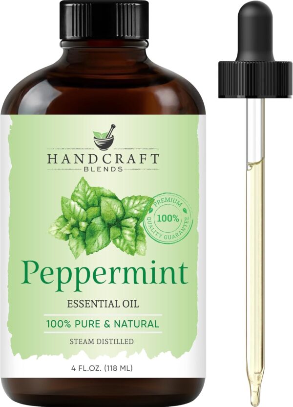 Handcraft Blends Peppermint Essential Oil - Huge 4 Fl Oz - 100% Pure and Natural - Premium Grade Essential Oil for Diffuser and Aromatherapy, and DIY Soap Making
