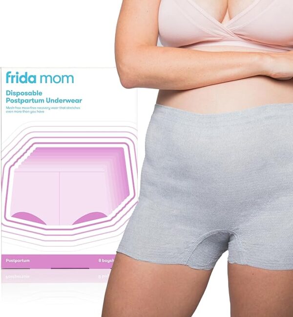 Frida Mom Postpartum Underwear, Disposable Boyshort Panties, Seamless, Stretch Support, New Mom Essentials