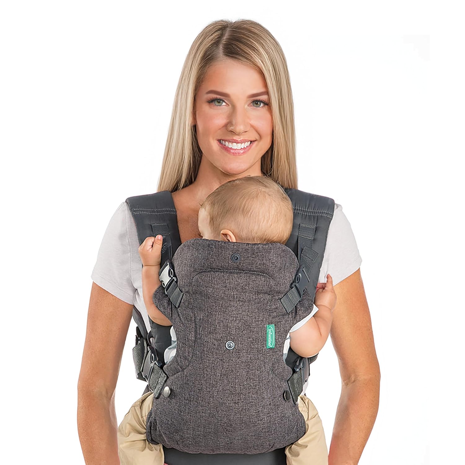 Infantino Flip 4-in-1 Convertible Baby Carrier, Adjustable, Ergonomic Babywearing, Registry Essential, Baby Carrier for Newborn to Toddler, Gray - Image 12
