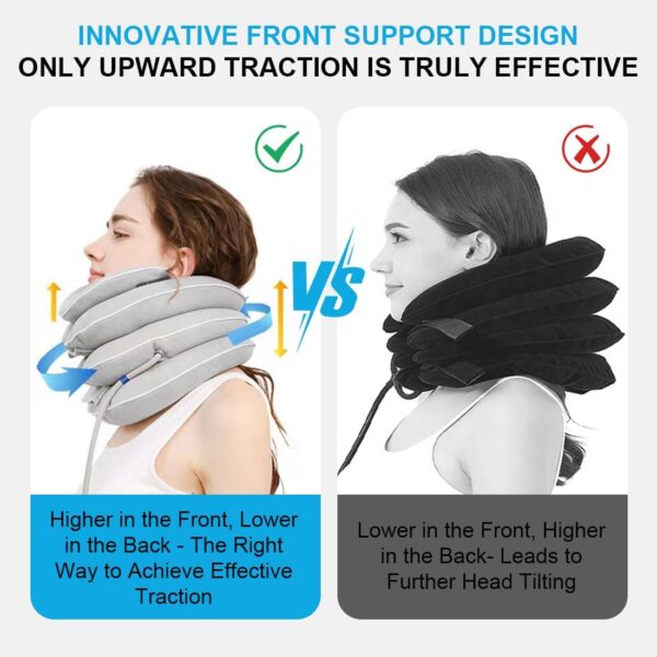 Neck Stretcher with Neck Brace,Cervical Traction Neck Device,Neck Relief Tool,Adjustable Inflatable Cervical Brace,Home Use Neck Decompression New Technology Breathable Fabric Washable&Colorfast(Gray)
