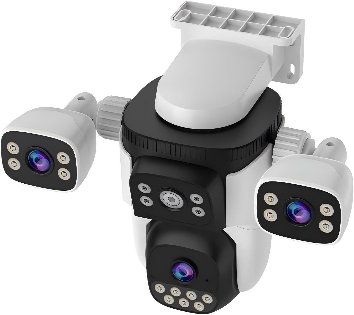 EVERSECU Triple Lens WiFi PTZ Security Camera, Three Cameras in One, Side Cameras with Adjustable All-Angle Arm, 2K 360° View No Blind Spot, Auto Tracking, Spotlight, 2 Way Audio