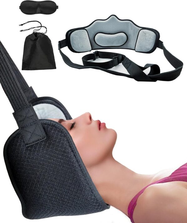 Portable Neck Stretcher Hammock,Cervical Neck Traction Device for Neck Pain Relief Over Door for Home Use, Physical Therapy AIDS for Neck Decompressor for Men and Women(1 Piece Black)