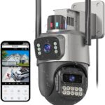 6MP Security Camera Outdoor, Dual Lens Outside Cameras for Home Security with Cord, IP66 Waterproof, AI Tracking, Light Alarm, Color Night, 2-Way Talk, 24/7 Record,SD/Cloud