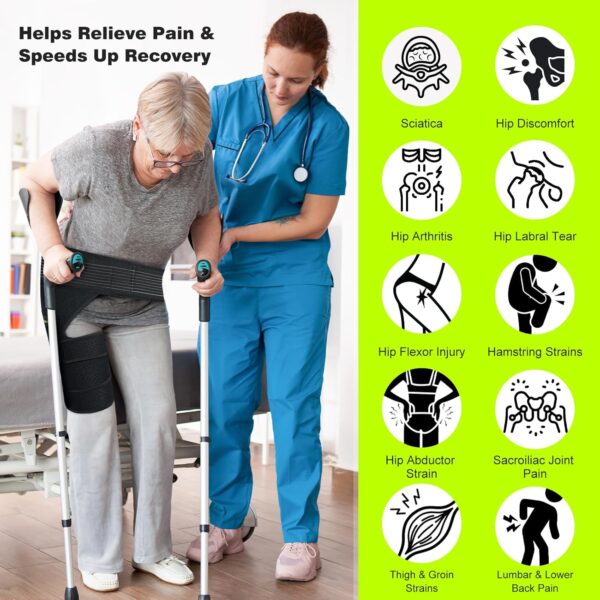 Hip Brace for Women & Men, Sciatica Pain Relief Devices, Adjustable Compression Wrap Support for Arthritis, Pulled Thigh, Hip Fleхоr Strain, Groin Injury, Hamstring Pull (Black, Right)