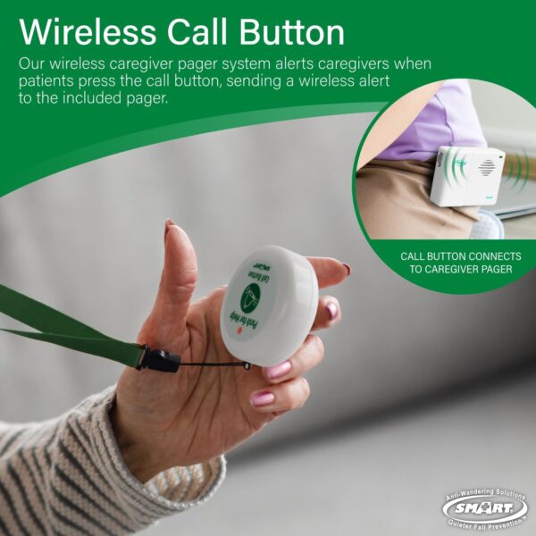 Smart Caregiver Pager System with 2 Call Buttons for Elderly Assistance, Fall Prevention, and Nurse Calling | Wearable Wireless Pager for Patient Help at Home | USA-Based Company and Customer Support