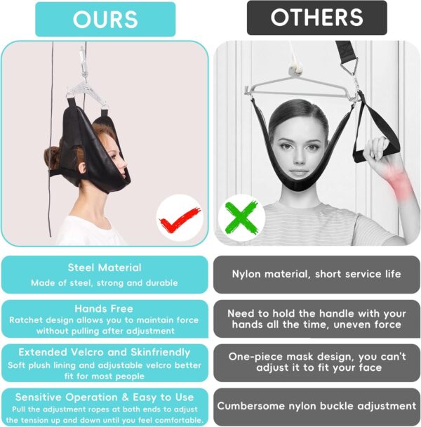 Cervical Neck Traction Device Over-The-Door, No Need for Handheld or Water Bag Portable Neck Stretcher,Effective Home Physical Therapy for Neck Pain Relief, 10 Adjustable Tension Levels