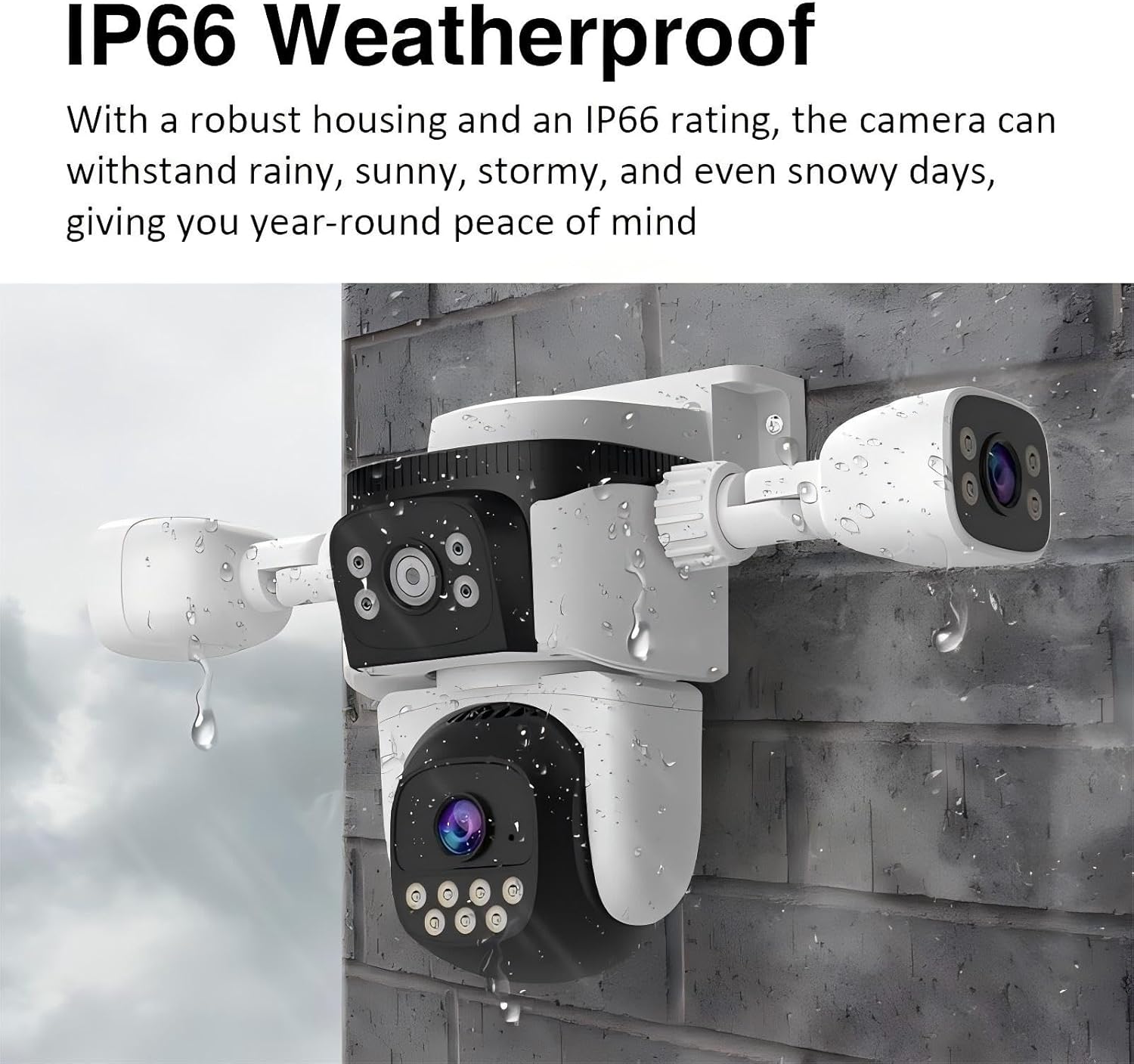 EVERSECU Triple Lens WiFi PTZ Security Camera, Three Cameras in One, Side Cameras with Adjustable All-Angle Arm, 2K 360° View No Blind Spot, Auto Tracking, Spotlight, 2 Way Audio - Image 3