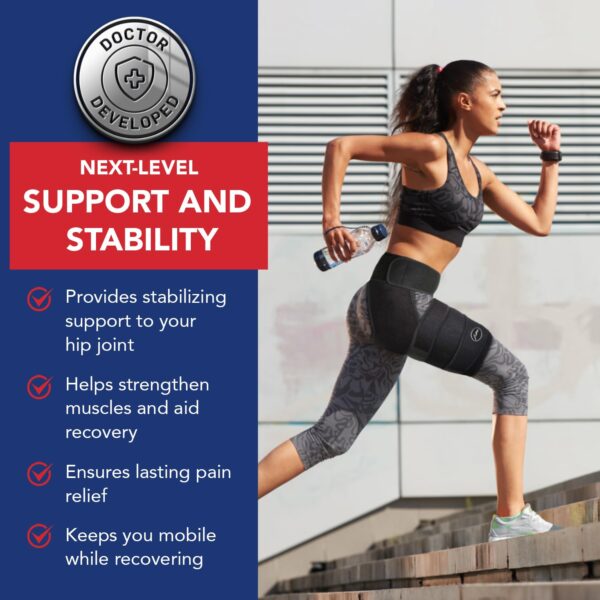 Doctor-Developed Hip Brace , Advanced Groin Compression Wrap for Sports & Leisure Goals, Sciatica Pain Relief Devices for Joint Injuries, hamstring brace, Hip Pain, Bursitis & Post-Surgery Recovery (BLK, L/XL)