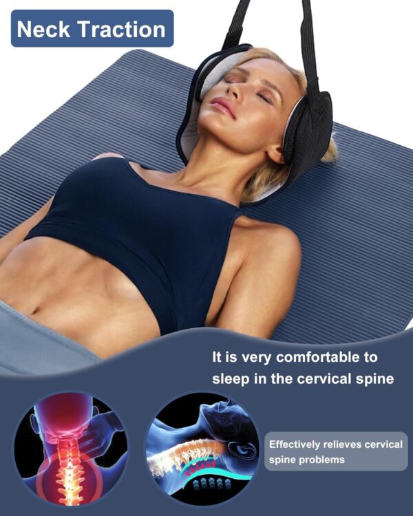 Portable Neck Stretcher Hammock,Cervical Neck Traction Device for Neck Pain Relief Over Door for Home Use, Physical Therapy AIDS for Neck Decompressor for Men and Women(1 Piece Black)