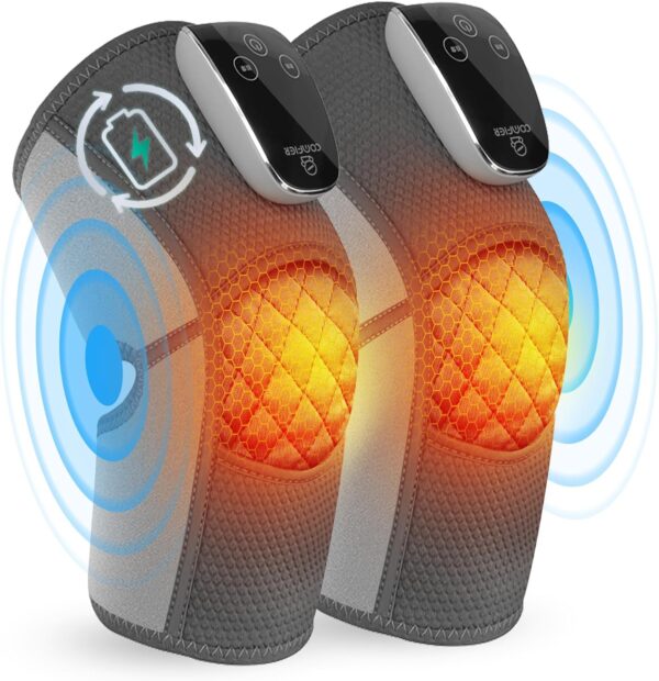 COMFIER Cordless Knee Massager with Heat, Vibration Knee Brace Wrap for Arthritis, 3-in-1 Heating Pad for Knee Shoulder Elbow, Knee Warmer,Gift for Men Women