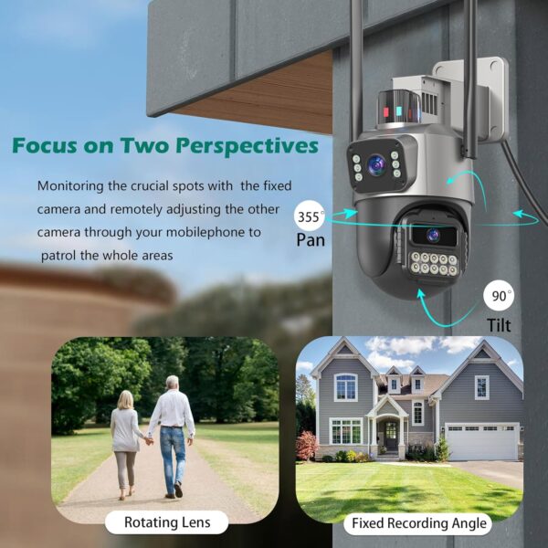 6MP Security Camera Outdoor, Dual Lens Outside Cameras for Home Security with Cord, IP66 Waterproof, AI Tracking, Light Alarm, Color Night, 2-Way Talk, 24/7 Record,SD/Cloud