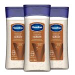 Vaseline Intensive Care Cocoa Radiant Pack of 3 for Glowing Skin Body Gel Oil Made with Pure Cocoa Butter + Replenishing Oils 6.8 oz